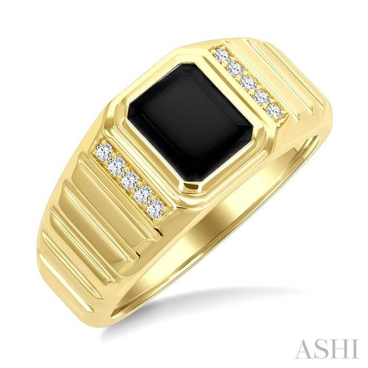 ASHI Emerald Shape Men's Onyx Diamond Ring 50898PPTGOXYG