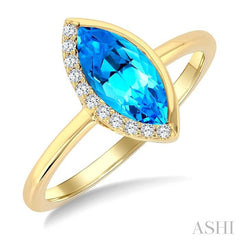 ASHI Marquise Shape Gemstone & Diamond Ring 50939PPTGBTYG