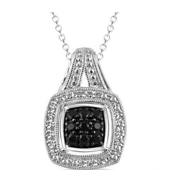 Parkplace Jewelers Silver Cushion Shape Black Diamond Fashion Pendant 87207PPSKSLPD
