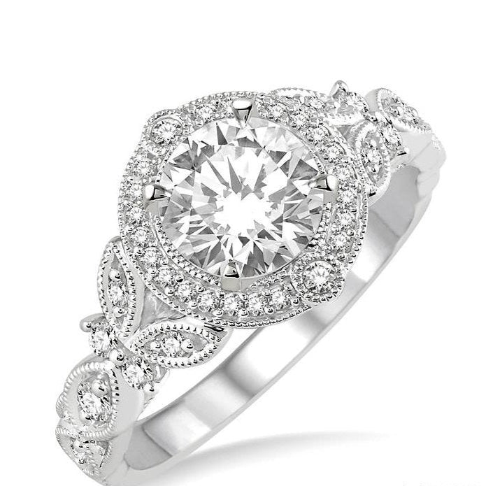 Parkplace Jewelers Round Shape Semi-Mount Halo Diamond Engagement Ring 18426PPFHWG-SM