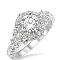 Parkplace Jewelers Round Shape Semi-Mount Halo Diamond Engagement Ring 18426PPFHWG-SM