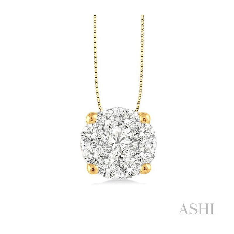 ASHI Round Shape Lovebright Essential Diamond Solitaire Pendant 91756PPFGPDYW