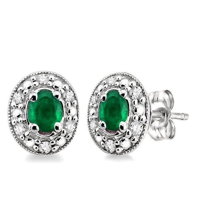 Parkplace Jewelers Oval Shape Gemstone & Diamond Earrings 58198PPTSEREMWG