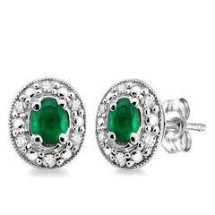 Parkplace Jewelers Oval Shape Gemstone & Diamond Earrings 58198PPTSEREMWG