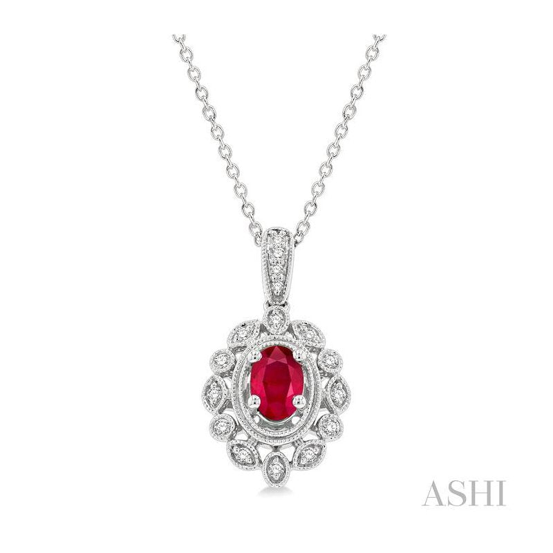 ASHI Oval Shape Gemstone & Diamond Pendant 57378PPTSPDRBWG