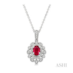 ASHI Oval Shape Gemstone & Diamond Pendant 57378PPTSPDRBWG