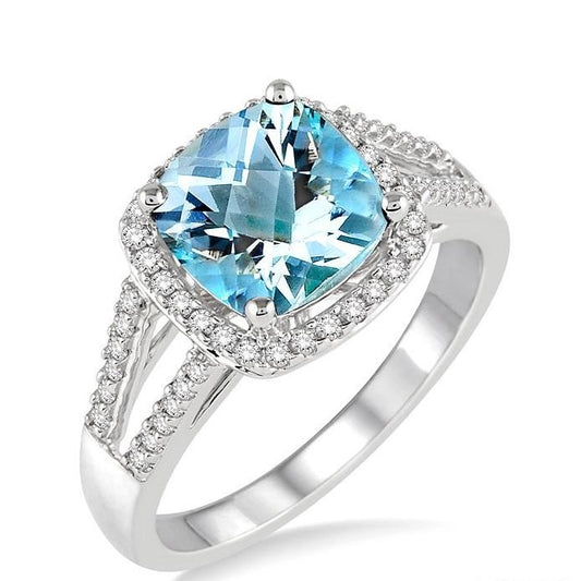 Parkplace Jewelers Cushion Shape Gemstone & Halo Diamond Ring 51366PPTSAQWG