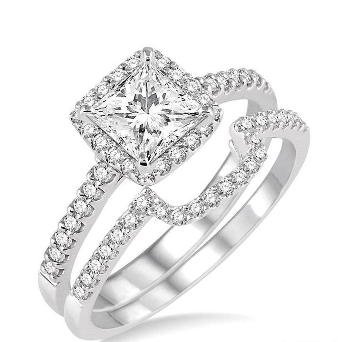 Parkplace Jewelers Princess Shape Halo Diamond Wedding Set 28341PPFVWG-WS