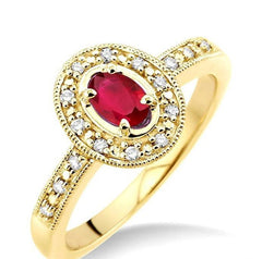 Parkplace Jewelers Oval Shape Gemstone & Halo Diamond Ring 42498PPTSRBYG