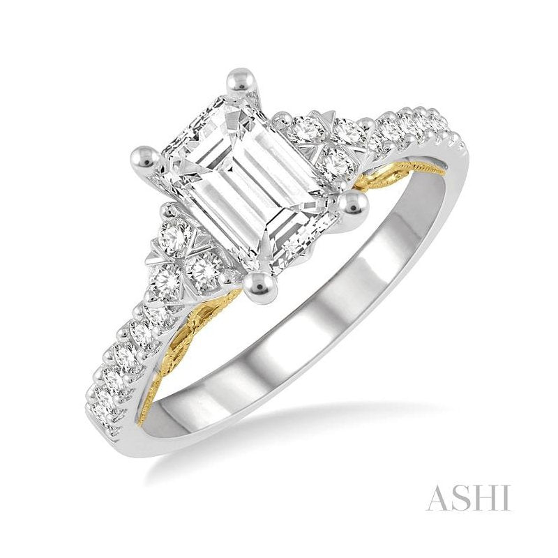 ASHI Emerald Shape Semi-Mount Diamond Engagement Ring 205J5PPFHWY-SM-OC