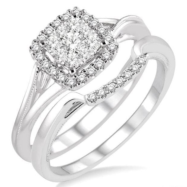 Parkplace Jewelers Cushion Shape Halo Lovebright Diamond Wedding Set 13014PPFHWG-WS