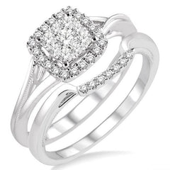 Parkplace Jewelers Cushion Shape Halo Lovebright Diamond Wedding Set 13014PPFHWG-WS