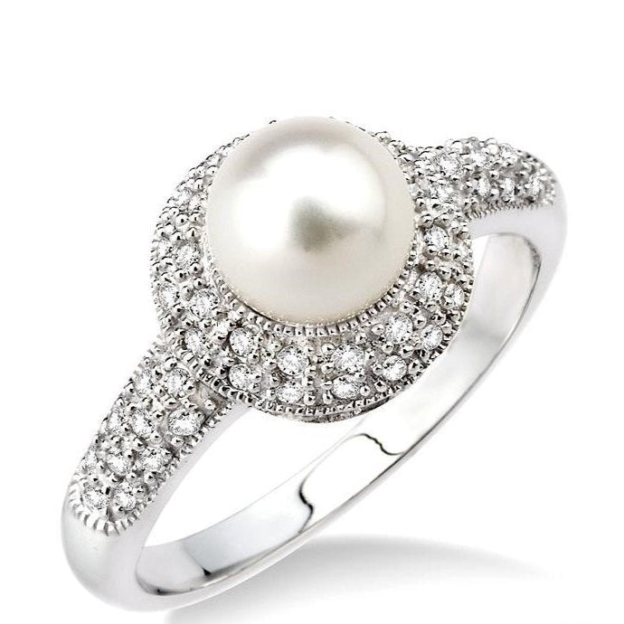 Parkplace Jewelers Pearl & Halo Diamond Ring 55676PPFSWG