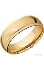 7 mm wide Domed Stepped Down Edges 10K Yellow Gold band.