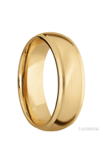 7 mm wide Domed Stepped Down Edges 10K Yellow Gold band.