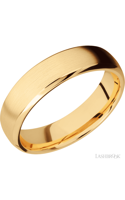 6 mm wide Domed Bevel 14K Yellow Gold band.