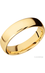 6 mm wide Domed Bevel 14K Yellow Gold band.