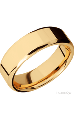 7 mm wide Beveled 14K Yellow Gold band.