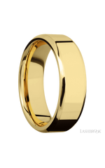 7 mm wide Beveled 14K Yellow Gold band.
