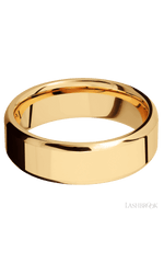 7 mm wide Beveled 14K Yellow Gold band.