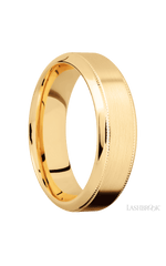 7 mm wide High Bevel Milgrain 14K Yellow Gold band.