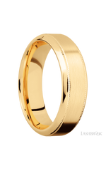 7 mm wide High Bevel Milgrain 14K Yellow Gold band.