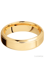 7 mm wide High Bevel Milgrain 14K Yellow Gold band.