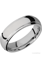 6 mm wide Domed Stepped Down Edges Titanium band.