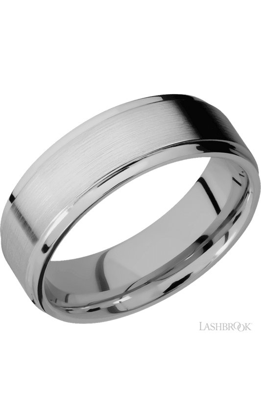 7 mm wide Flat Grooved Edges Titanium band.