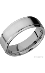 7 mm wide Flat Grooved Edges Titanium band.