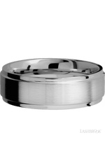 7 mm wide Flat Grooved Edges Titanium band.