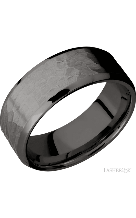 8 mm wide Beveled Tantalum Noir band.