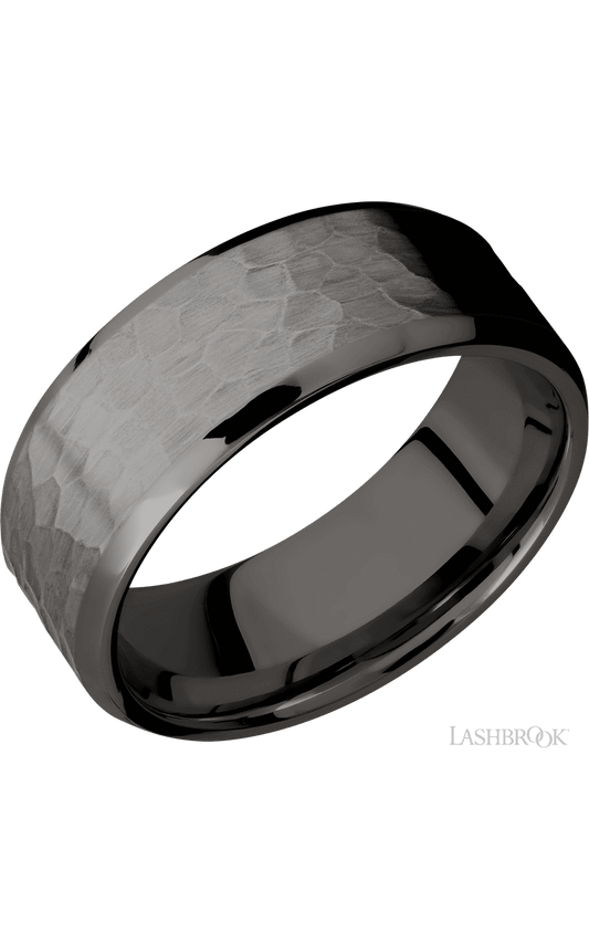 8 mm wide Beveled Tantalum Noir band.