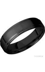 6 mm wide Flat Grooved Edges Zirconium band.