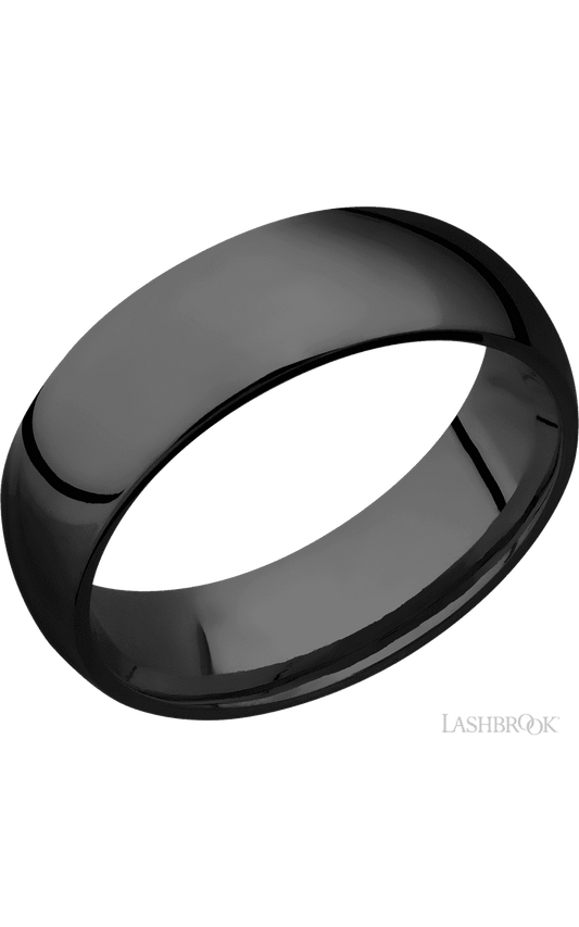 7 mm wide Domed Zirconium band.