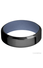 7 mm wide High Bevel Zirconium band featuring a Crushed Orchid sleeve.