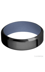 7 mm wide High Bevel Zirconium band featuring a Crushed Orchid sleeve.