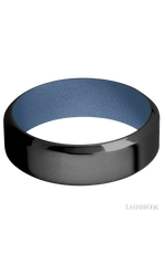 7 mm wide High Bevel Zirconium band featuring a Crushed Orchid sleeve.