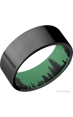 8 mm wide Flat Zirconium band featuring a Squatch sleeve.