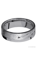 7 mm wide/Flat/Tantalum band with one 5 mm Off Center Edge inlay of Meteorite.
