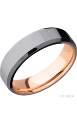 6 mm wide Beveled Tantalum band featuring a 14K Rose Gold sleeve.