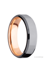 6 mm wide Beveled Tantalum band featuring a 14K Rose Gold sleeve.
