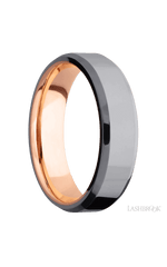 6 mm wide Beveled Tantalum band featuring a 14K Rose Gold sleeve.
