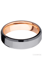 6 mm wide Beveled Tantalum band featuring a 14K Rose Gold sleeve.
