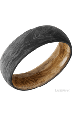 7 mm wide Domed Forged Carbon Fiber band featuring a Whiskey Barrel sleeve.
