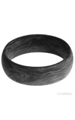 7 mm wide Domed Forged Carbon Fiber band featuring a Whiskey Barrel sleeve.