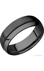 7 mm wide/Domed/Zirconium band with one 0.5 mm Off Center inlay of Black.