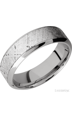 7 mm wide/High Bevel/18K White Gold band with one 4 mm Centered inlay of Meteorite.