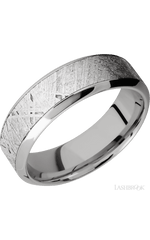 7 mm wide/High Bevel/18K White Gold band with one 4 mm Centered inlay of Meteorite.