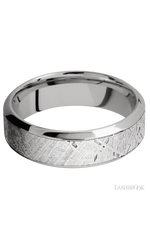 7 mm wide/High Bevel/18K White Gold band with one 4 mm Centered inlay of Meteorite.